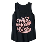 Womens Mother's Day Wife Mom Boss cute floral funny Tank Top