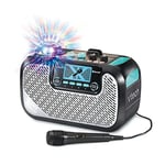 VTech - SuperSound Karaoke, Enceinte Karaoké Enfant avec Micro, Boule Disco Lumineuse Rotative, Bluetooth, Prise Jack pour Casque, Apprentissage du Chant, Cadeau Enfant Dès 5 Ans - Contenu en Français