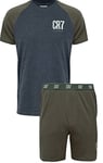 CR7 Cristiano Ronaldo Men's Short Sleeve Pyjama Set, Grey, Khaki, 2XL