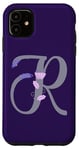 Coque pour iPhone 11 Purple Elegant Floral Monogramme Lettre R Violet