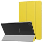 MoKo Case Fits Kindle Fire 7 Tablet (9th Generation, 2019 Release), PU Leather Trifold Stand Cover Frosted Clear Backshell with Auto Wake/Sleep - Lemon Yellow