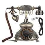 ASHATA Retro Corded Telephone,Resin Classical Vintage Turntable Dial Antique Rotation European Telephone,Vintage Classical Landline Telephone Support Re-Dial