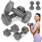 Hex hantlar set 2x1 kg, träningsvikter, konditionsbelastning, grå, ModernHome