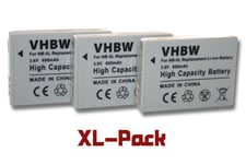 vhbw 3x Batteries compatible avec Canon Digital Ixus 100 IS, 800 IS, 850 IS, 860is, 870 IS appareil photo reflex (650mAh, 3,6V, Li-ion)