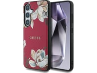 Guess Grained Printed Flower Pattern Magsafe Case For Samsung Galaxy S25 Fuchsia