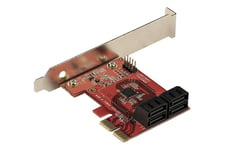 StarTech.com SATA PCIe Card, 4 Port PCIe SATA Expansion card, 6Gbps SATA Card, Low/Full Profile, SATA Stacked Connectors, ASM1164 Non-Raid SATA Controller Card - PCI Express to SATA Converter - lagringskontrol - SATA 6Gb/s - PCIe 3.0 x2