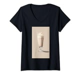 Womens Simple Retro Milkshake Vintage Retro Dessert V-Neck T-Shirt