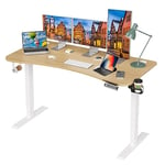 Sunon Standing Desk Height Adjustable Electric Desk, 140 X 70cm Stand up Desk, Sit Stand Home Office Desk with Wood Desktop Thickness 1.8cm,Castin Oak