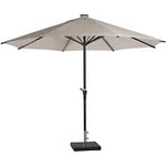 Mer Hemma Malaga parasoll LED aluminium svart/tyg beige Ø350 cm