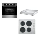 Cookology 60cm Built-in Electric Fan Oven, Hot Plate Hob & S/Steel Hood Pack