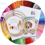 Broderikit, Broderikorsstygnsverktygssats, Broderistartkit inklusive 100 färgade trådar, 5 bambu broderiram
