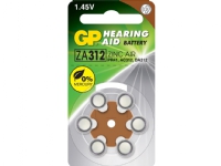 GP Batteries Hearing Aid ZA312, Engångsbatteri, PR41, Zink-luft, 1,4 V, 6 styck, 3,6 mm