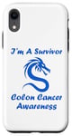 Coque pour iPhone XR Simple blue quote I'm a survivor Cancer Colon