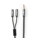 3.5mm Audio Headset Mic Y Splitter Cable Adapter TRRS to 2 TRS For PCs, Laptops
