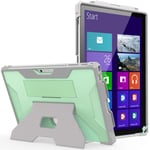 MoKo Case Fit Microsoft Surface Pro 7 Plus/7/6/5/4/LTE, [Heavy Duty] Shockproof Full-Body Rugged Hybrid Tablet Case with Hand Strap & Kickstand Fit Pro 7+/Pro 7/Pro 6/Pro 5/Pro 4/Pro LTE, Green+Gray