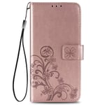 TANYO Case Suitable for Motorola Moto G9 Play, Stylish Leather Full-Cover Phone Case, 3 Card Slot, Magnetic Closure and Flip Stand Wallet Case. Rose gold
