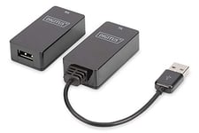 DIGITUS USB Extender - Portée 45 m - USB 1.1 - Câble réseau UTP, STP & S-FTP de Cat-5 - Plug & Play - Noir