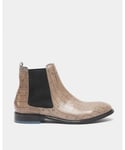 Oswin Hyde Mens Douglas Grey Croc Leather Chelsea Boots - Size UK 8