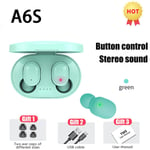 Oreillette Bluetooth sans fil d'origine A6S Fone TWS avec écouteurs micro pour Xiaomi Noice Canceling Earphone Bluetooth Headphones-Green Earbuds