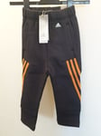 Adidas Boys Carbon Orange/Grey Tracksuit Bottoms Size 3-4Y
