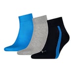 Puma Unisex Adult Lifestyle Quarter Sock, Multicoloured (523 - Navy/Grey/Strong Blue), 39-42 EU