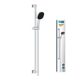 GROHE Vitalio Comfort 110 - Shower Set (Square 11 cm Hand Shower 2 Sprays: Rain & Jet, Shower Hose 1.75 m, Shower Rail 90 cm, Water Saving), Easy to Fit with GROHE QuickGlue, Chrome, 26930001