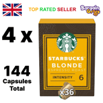 144 x Starbucks Nespresso Coffee Pods Blonde Espresso Roast (4x36) FREE DELIVERY