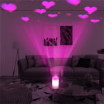 Flameless LED Pillar Candle Battery Operated with Heart Projector Light Decor