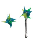 Spiked Grön och Gul (UV)  - Näspiercing i Äkta Silver 925S