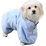 PJDDP Soft Pet Bath Towels Dog Bathrobe Super Absorbent Luxuriously 100% Microfiber Dog Drying Towel Robe for Small Dog And Cat for Drying Pets Grooming Accessories,Blue,M