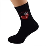 You Are Here Love Heart Valentines Mens Black Socks UK Size 5-12 - X6N215