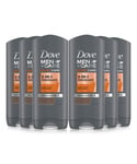 Dove Mens Men+Care Hair, Face & Body Wash, 3 in 1 Endurance, Micro Moisture, 6x400ml - Orange - One Size