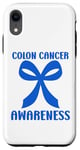 Coque pour iPhone XR Simple blue Ribbon quote Colon Cancer Awareness