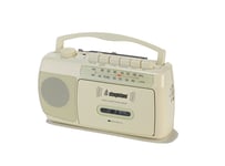 Steepletone SCR209 Portable MW-FM Radio Cassette Tape Player Recorder with Built In Microphone/Battery/Mains Powered - Cream