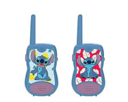 Lexibook TW12D Disney Stitch-Walkie Talkies, 200m, Set for Kids, 2 Communication Channels, Belt Clip, Blue/Purple