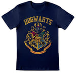 HARRY POTTER T-Shirt Unisexe pour Adulte avec Blason de Poudlard, Bleu Marine, M