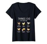 Womens Things I Do In My Spare Time Chicken Lover Farmer Chickens V-Neck T-Shirt