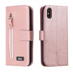 MyEstore Mobile Phone Case Wholesales For iPhone XR Zipper Horizontal Flip Leather Case with Wallet & Holder & Card Slots(Black) (Color : Rose Gold)