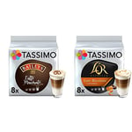 Tassimo Baileys Latte Macchiato Coffee Pods (Pack of 5, Total 80 Coffee Capsules) & L'OR Latte Caramel Macchiato Coffee Pods (Pack of 5, Total 80 Coffee Capsules)