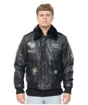 Infinity Leather Mens US Air Force Bomber Jacket-Wellington - Black - Size 4XL