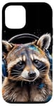 iPhone 12/12 Pro Raccoon Headphones Music Colorful Animal Art Print Graphic Case