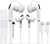 2 Pack Apple Wired Earphone Lightning Connector, Iphone In-Ear Headphones,[Apple
