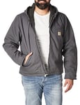 Carhartt Men's Relaxed Fit Washed Duck Sherpa-Lined Jacket Work Utility Outerwear, Gravel, M