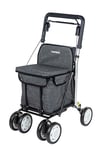 Carlett - Lett800 Comfort Move| Chariot de courses pliable | Avec 4 roues avec siège | Produit Médical Classe I Homologué | Sac amovible 29L/15kg | Plateau Porte-objets | Gris.