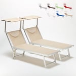 Beach And Garden Design - 2 transats de plage bain de soleil professionnels en aluminium Santorini Couleur: Beige