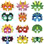 12 st Dinosaurie Mask Ansiktsmasker Filt Barn Mode Lekhus Leksaker Kreativa Fest Spel Rekvisita Nya Pojkar Flickor db