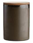 Raw M.brown Canister W/Lid Teak Canister Home Kitchen Kitchen Storage Boxes & Containers Brown Aida