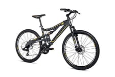 Moma Bikes Vélo VTT, EQX 26", Aluminium. SHIMANO 24V, Freins a Disque, Double Suspension (L-XL)