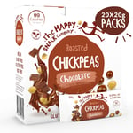 The Happy Snack Company Chocolate Chickpeas Tasty Snacks, 99 cals, Nut Free, Vegan, Gluten Free, 20g Portion, Pack of 20