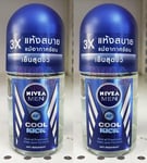 2 x Nivea Men Cool Kick Roll-on Deodorant 48h Anti-Perspirant Cool Formula 25ml